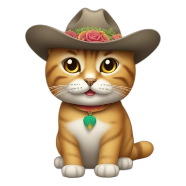Un chat (l’animal) avec un chapeau mexicain sticker