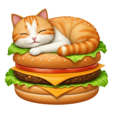 cat sleeping on the burger sticker
