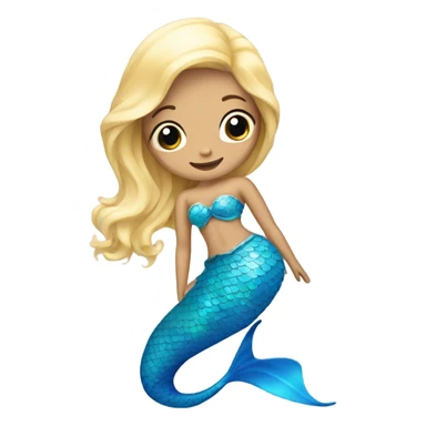blonde mermaid with blue tail sticker