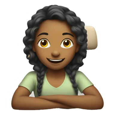 smiling girl in car interior do yoga sticker