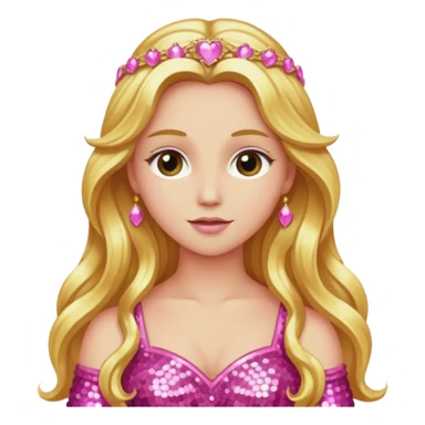 Venus, Goddess of Love with long golden blonde hair, pink sequin outfit sticker