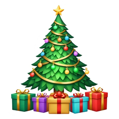 Christmas tree with lights and presents underneath sticker