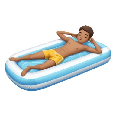 boy sleeping on a float in a swimming pool, full body sticker