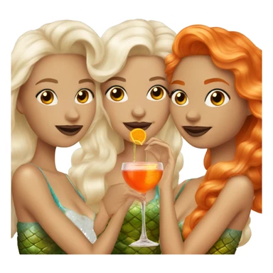 Three beautiful mermaids (light skin) drinking aperol sticker