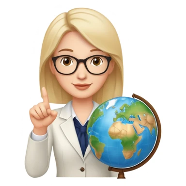 English teacher pointing to a globe, friendly expression sticker