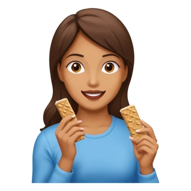 lady eating protein bar sticker