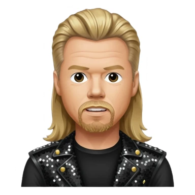 James Hetfield with long dark blonde hair, black sequin outfit  sticker