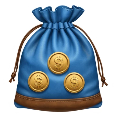blue coins inside brown money bag sticker