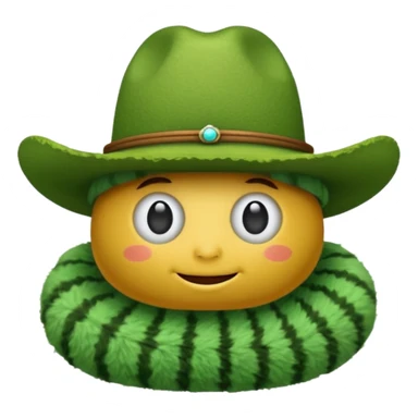 caterpillar emoji with a cowboy hat on sticker