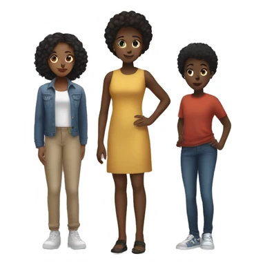One black girl standing front and center with 2 other black girls behind her and a black boy sticker