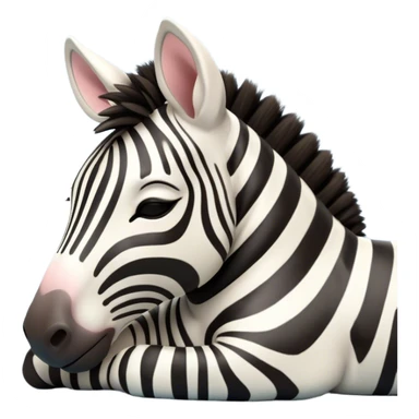 Meme-Worthy Cute Sleeping Zebra Portrait Emoji, Head resting peacefully with a contented smile, showcasing a lean, graceful build and a luxuriously soft striped fur, a refined, equine head with a long snout and alert ears, and eyes shut in a serene, restful nap, Simplified yet hilariously adorable features, highly detailed, glowing with a soft, drowsy light, high shine, relaxed and utterly lovable, stylized with an air of playful laziness, bright and heartwarming, soft glowing outline, capturing the essence of a comically sleepy zebra that feels like it could instantly become the next viral sensation of adorable slumber! sticker
