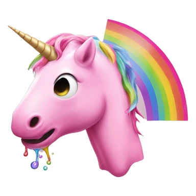 Pink unicorn puking a Rainbow out of the mouth sticker