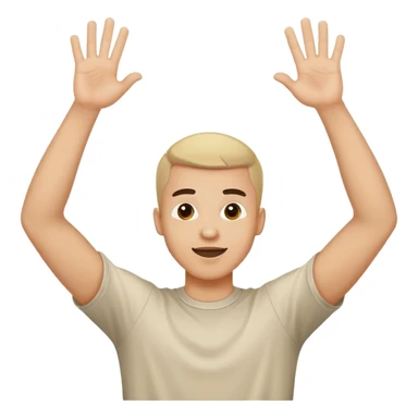 Guy celebrating with two hands up with a shirt on saying “woooo” sticker