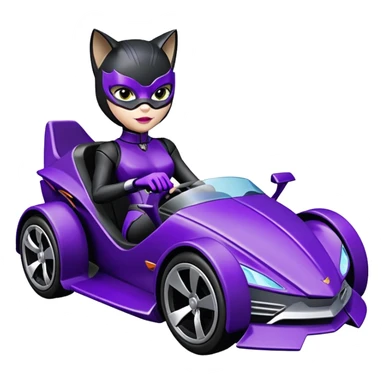 Hot wheels comical Cat Woman’s stealth burglar sporty futuristic pursuit mobile two seater car (reclined seating position) sticker