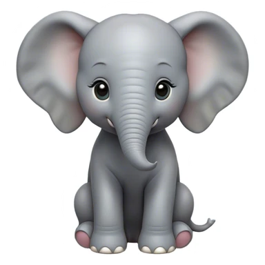 Cinematic Noble Baby Elephant Portrait Emoji, Poised and regal, with a tiny, endearing build and a soft, smooth gray hide, delicate floppy ears and a small, curious trunk, deep-set soulful eyes, Simplified yet sharp and sophisticated features, highly detailed, glowing with a gentle, dignified glow, high shine, intelligent and adorable, stylized with an air of miniature majesty, focused and attentive, soft glowing outline, capturing the essence of a watchful and confident little elephant, so majestic it feels as though it could toddle out of the screen with effortless authority! sticker