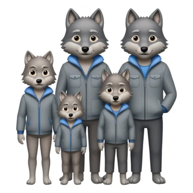 Wolf's family: mom, dad, 3 sons and 1 daughter sticker