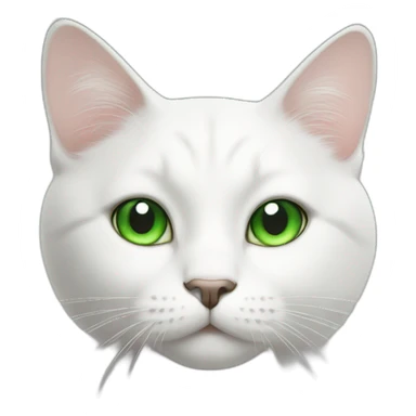 White cat with green eyes with black spot on forehead sticker