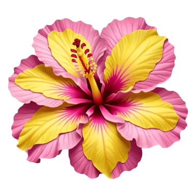yellow and pink hibiscus flower sticker