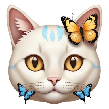 cats face surrounded by butterflies sticker