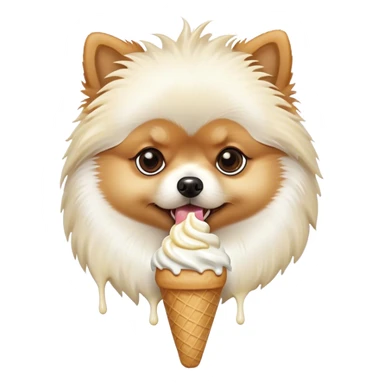Pomeranian dog eating ice cream sticker