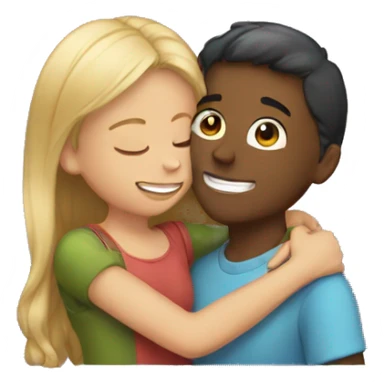 hugging and kissing boy and girl  sticker