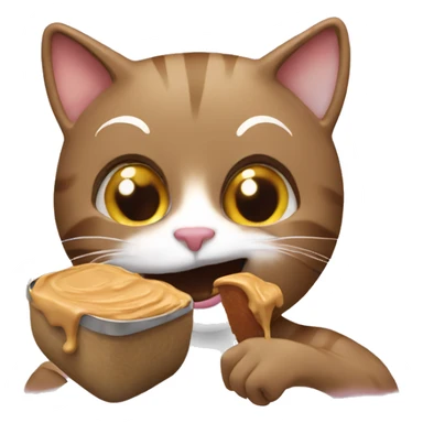 Cat eating peanutbutter sticker