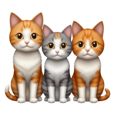 3 different coloured tiny short haired cats, including a dark grey and white cat, a ginger and white and a brown tabby and white sticker