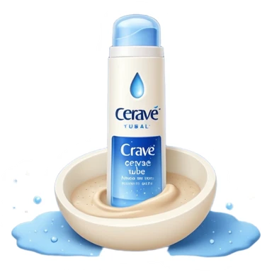 Small white CeraVe tube with blue label soft beige tip, with gentle light. Surrounded by tiny floating tear-shaped sparkles and crescent moon dust, hinting at dark circle repair. Emits a soothing blue-beige aura like a targeted eye revival spell. Compact, calming, and luminous — emoji-style. sticker
