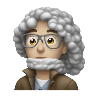 White person wearing a big winter coat painting a picture sticker