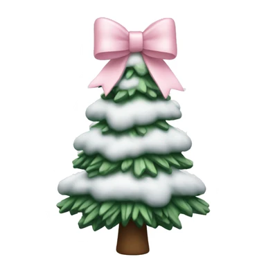 Christmas tree with snow on it and a light pink bow on top sticker