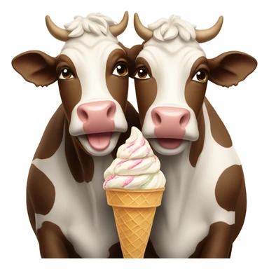 Two cows eating ice cream  sticker