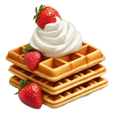 square waffle with dollop of whipped cream and strawberries on top sticker