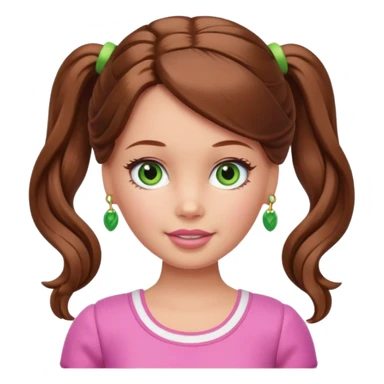 Barbie with brown hair in pigtails and green eyes sticker
