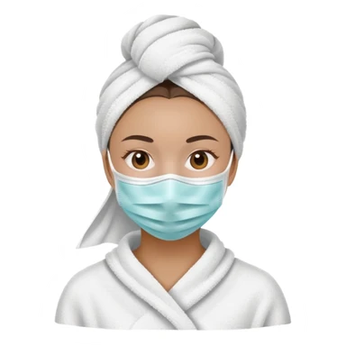 woman doing self care with face mask and towel sticker