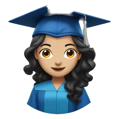 asian girl wearing blue graduation cap with long curly black hair sticker