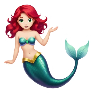 Ariel mermaid princess with red hair and green tail sticker