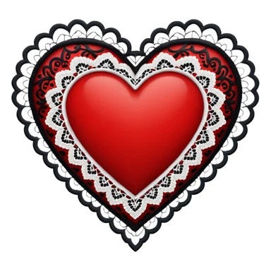 red and black heart with white lace, more black than red sticker
