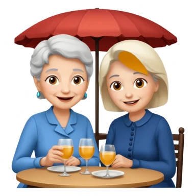 conversación dentro de un restaurant  dos personas y una de las persoans sea una abuela sticker