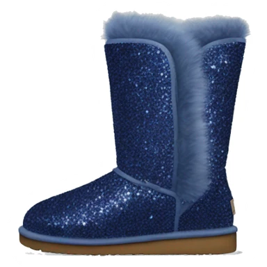 Realistic navy blue Sparkle glitter and fur Ugg boots. sticker