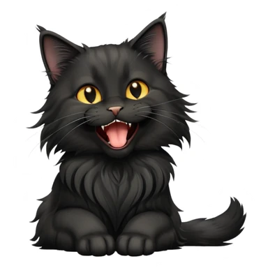 cinematic-yawning black-maine-coon-cat-portrait-emoji,-head-tilted-playfully-and-inquisitively,-sleek--black-fur,-simplified-yet-adorable-features,-highly-detailed,-glowing-with-a-warm,-friendly-glow  sticker