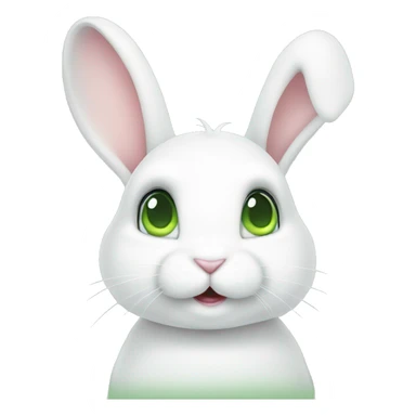 Cute White bunny with light-green eyes and a question mark above her bunny head sticker