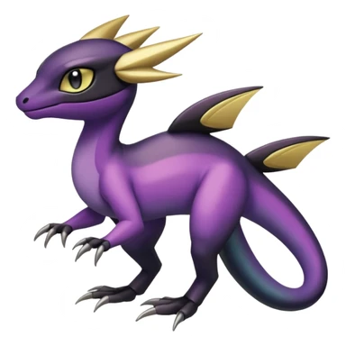 purple-black-gold-gradients Meloetta-Larvitar-Axew-Salandit-Pokémon-Fakémon-creature-hybrid-fusion sticker