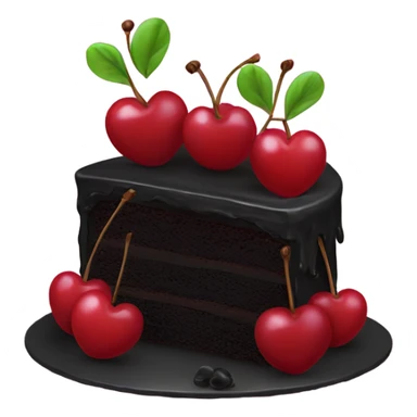 Black heart cake with cherries sticker