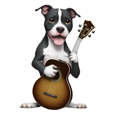 Black and white Pitbull playing banjo sticker