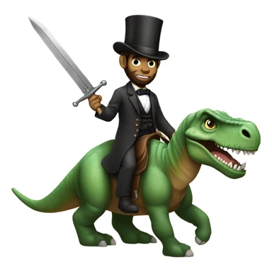 abraham lincoln holding a sword while riding a dinosaur sticker