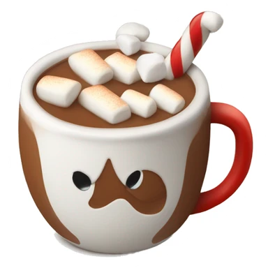 Hot milk cocoa with marshmallows in a christmas mug sticker