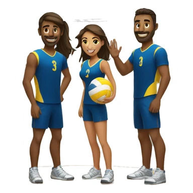 men and women play volleyball 3 on 3 sticker
