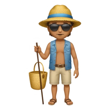 full body man with strow hat sticker