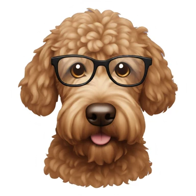 Dark brown golden doodle wearing glasses sticker