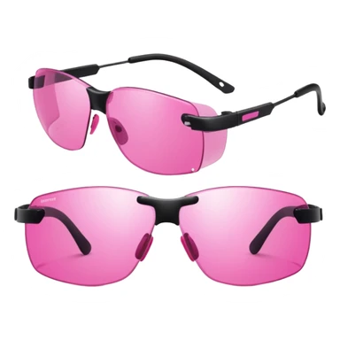 protective welding glasses with pink lenses, frameless design, safety eyewear with bright pink tinted lenses sticker